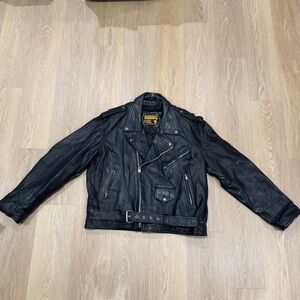 Bonus Thick 100% Black Leather motorcycle Jacket